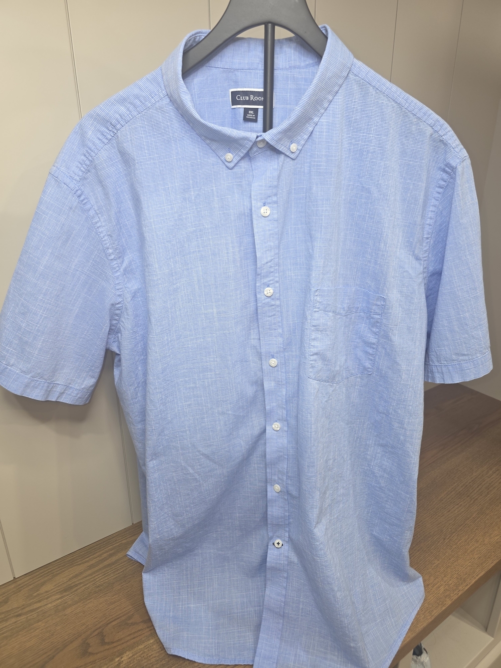 Club Room Light Blue Short Sleeve Button-Down Shirt Cotton Size 3xl Coastal